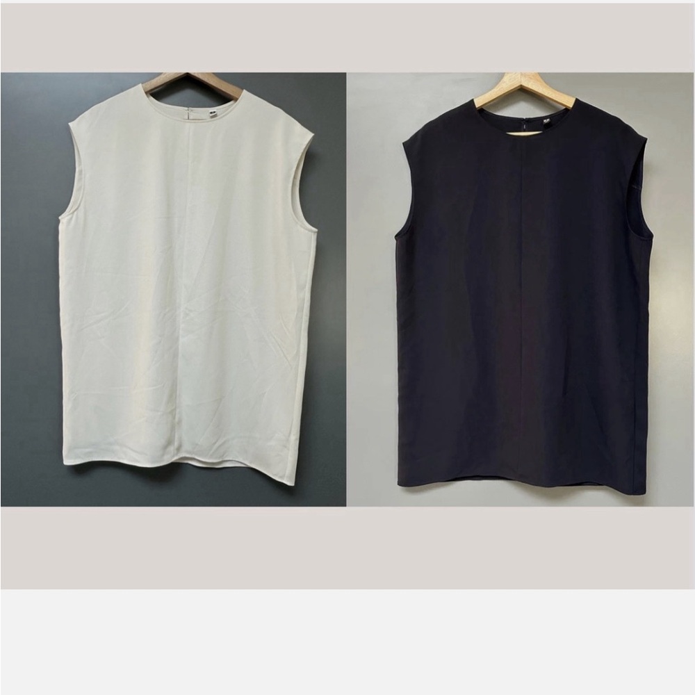 Uniqlo Sleeveless Shell Top in White and Navy